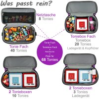 Punalu gro&szlig;e Tasche f&uuml;r Toniebox inkl. Schutzfolie passend f&uuml;r Toniebox, Platz f&uuml;r 68 Tonies, Toniebox Tasche + Toniebox Aufkleber (lila)