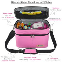 Punalu gro&szlig;e Tasche f&uuml;r Toniebox inkl. Schutzfolie passend f&uuml;r Toniebox, Platz f&uuml;r 68 Tonies, Toniebox Tasche + Toniebox Aufkleber (rosa)