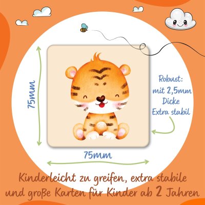 Punalu - Tierbaby Memorie f&uuml;r Kinder ab 2 Jahren, liebevolles erstes Baby Spielzeug, Memo Spiel, Kinderspielzeug, Lernspiel (Unsere Tierbabys)