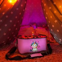 Punalu Tasche f&uuml;r Toniebox, Platz f&uuml;r 30 Tonies, Ladeger&auml;t und Kopfh&ouml;rer (rosa mit Einhorn)