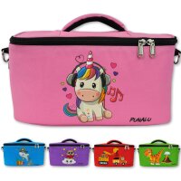 Punalu Tasche f&uuml;r Toniebox, Platz f&uuml;r 30 Tonies, Ladeger&auml;t und Kopfh&ouml;rer (rosa mit Einhorn)
